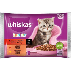 Корм для котиків (2-12 місяців) Whiskas з яловичиною та куркою в соусі, 4 х 85 г, Польща
