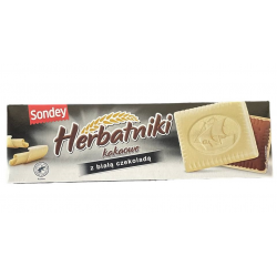 Печиво Sondey Herbatniki з білим шоколадом 125 г, Польща