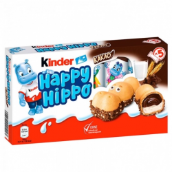 Вафлі Kinder Happy Hippo Hazelnut з повітряним рисом та крихтою з білого шоколаду 108г, Польща
